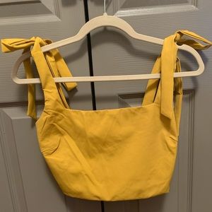 Tiger must yellow zipper back crop top